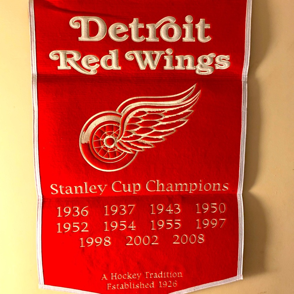 Detroit red wings Stanley cup banner like new 22” x 36 wall hanging
